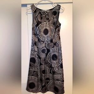 Silky Black and White Patterned Dress